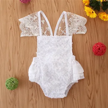 

2020 Summer Ins Children Clothing White Lace Trim Baby Jumpsuit Baby Girl Bodysuits Family Matching Clothes Cute Summer Dress