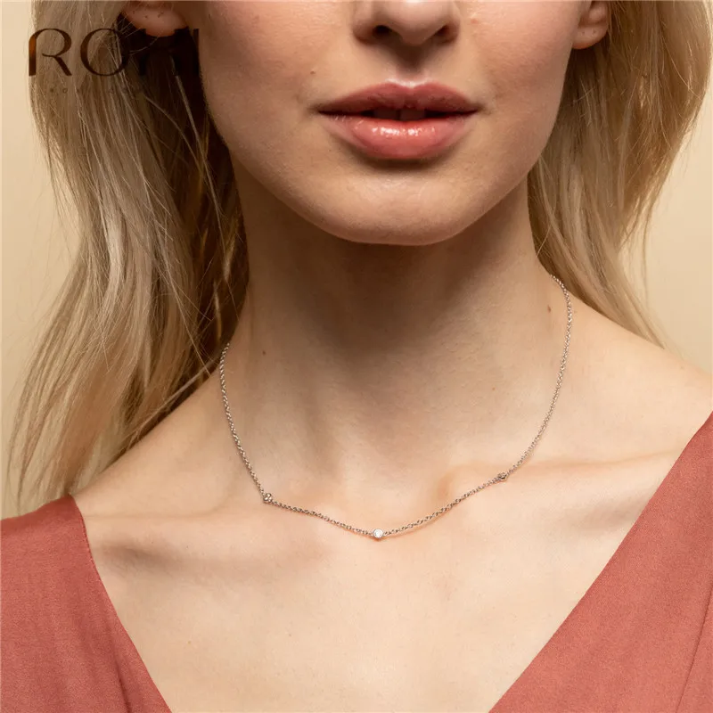 ROXI 925 Sterling Silver Crystal Necklaces & Pendant Statement Neckalce for Women Clavicle Chain Necklace Choker Collier Femme - Image 6