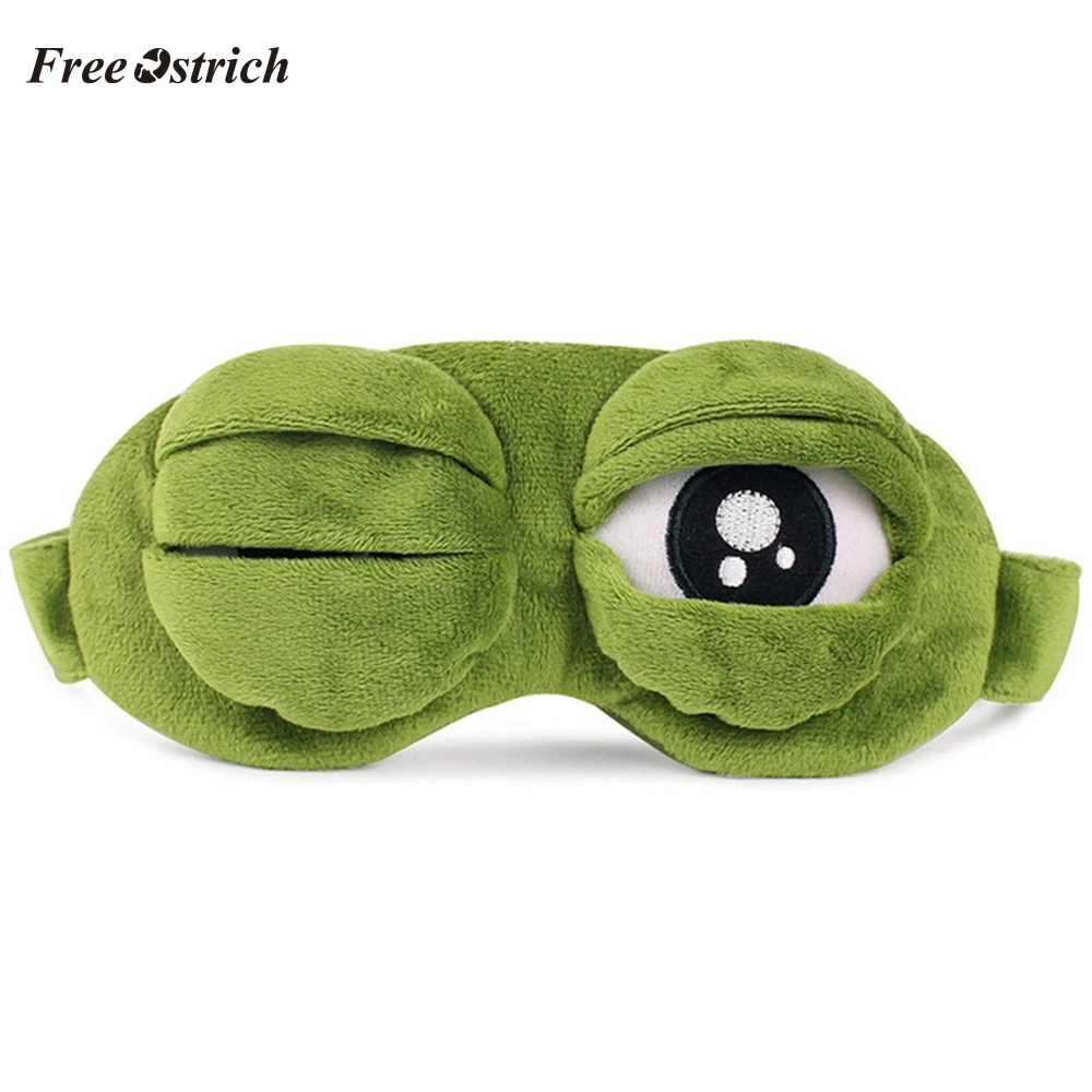 

Free Ostrich Cute Eyes Mask Cover Plush The Sad 3D Frog Green Eye Mask Cover Sleeping Rest Travel Sleep Anime Funny Gift 908