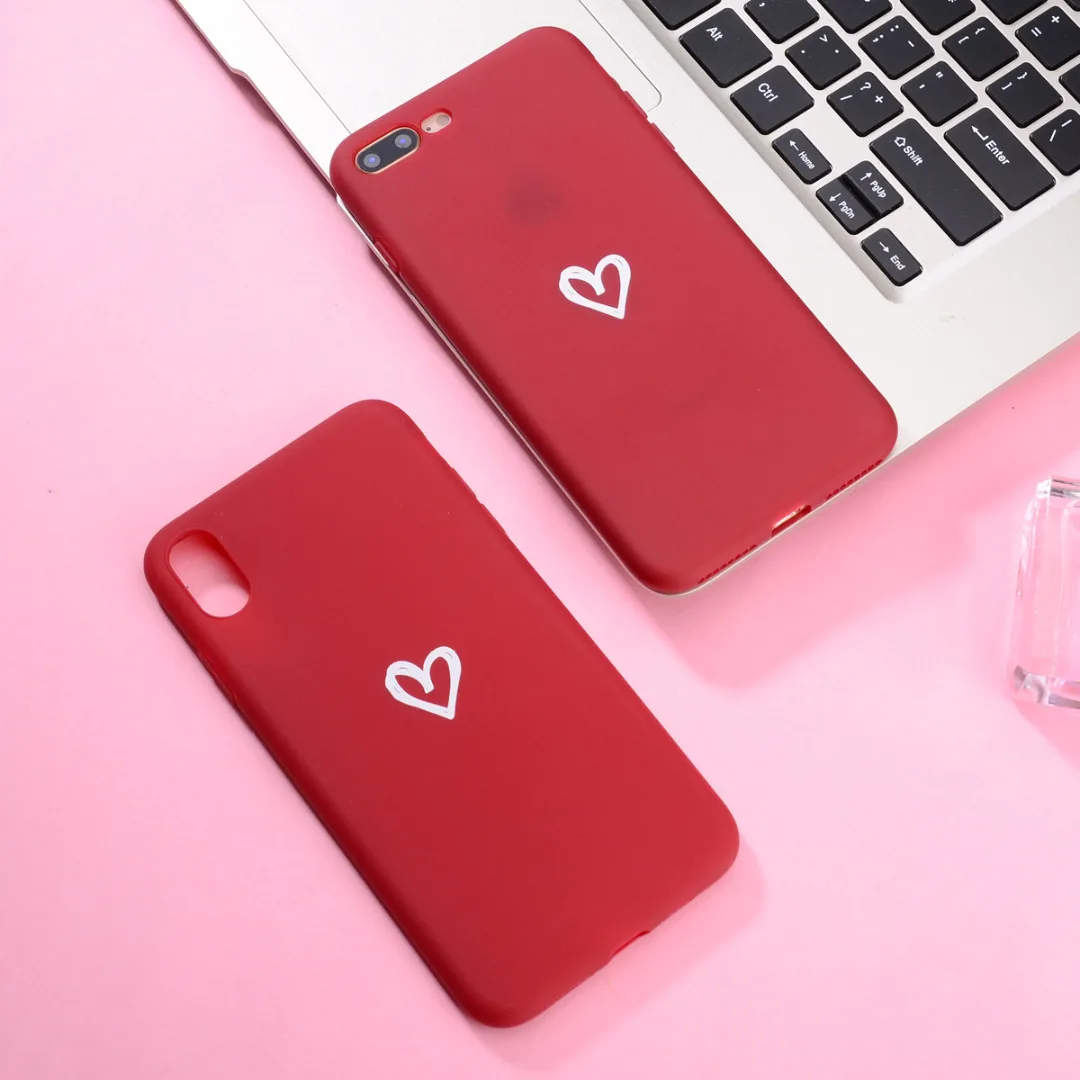 Phone Case For iphone XR X 6 6 s 7 8 plus Cute Simple Love Heart Shockproof Soft TPU Case Cover For iPhone X XS Max XR Fundas
