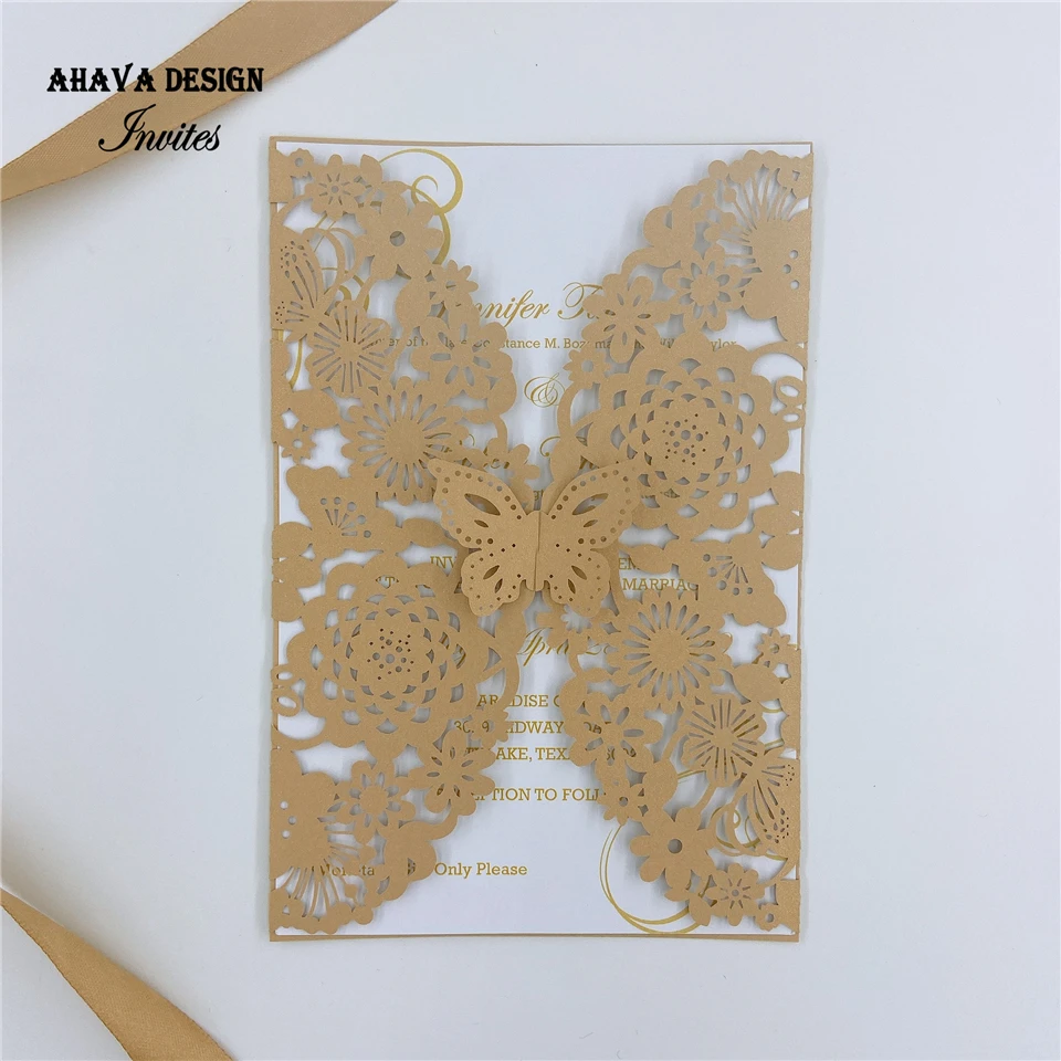 Gold Laser Cut Wedding Invitation Kit Spring Invite Suite {Free Infinite Design Before Pay} | Дом и сад