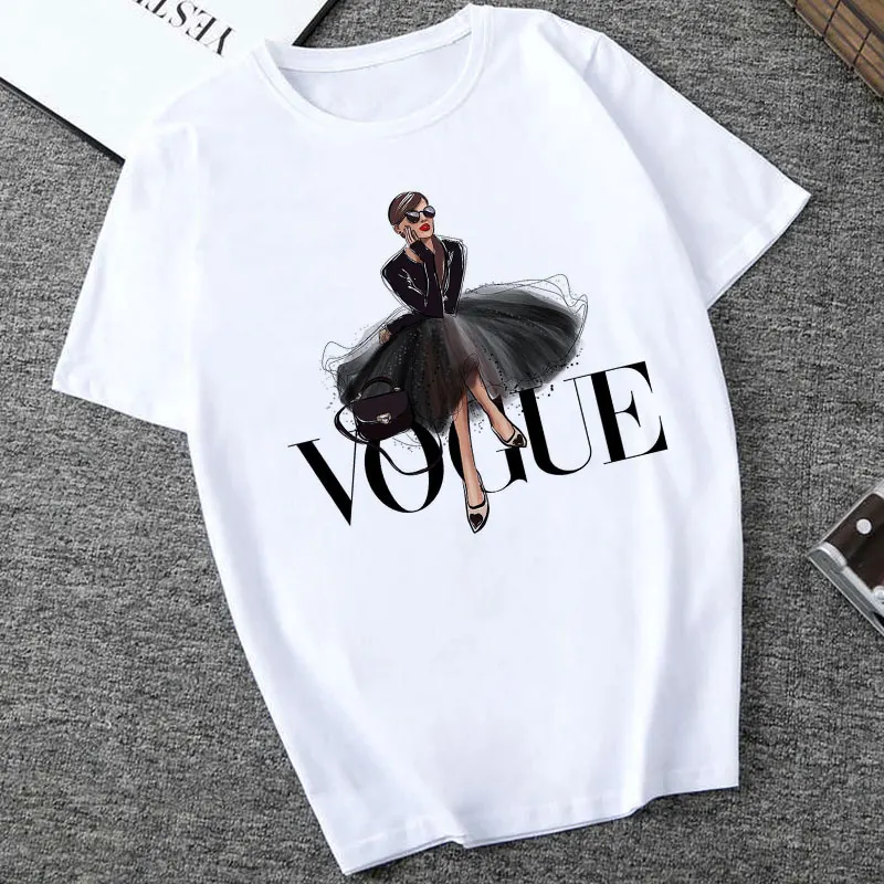 

2020 Vogue Letter Harajuku Female T-shirt Leisure Fashion Tshirt Summer Vintage Streetwear loose Female Short Sleeve