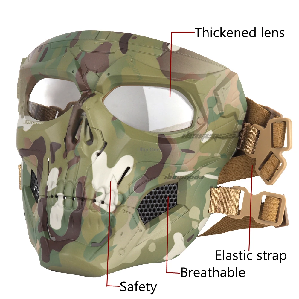  Multicam Tactical Airsoft Skull Mask Paintball Military Combat Full Protective Masks Skeleton CS Ga