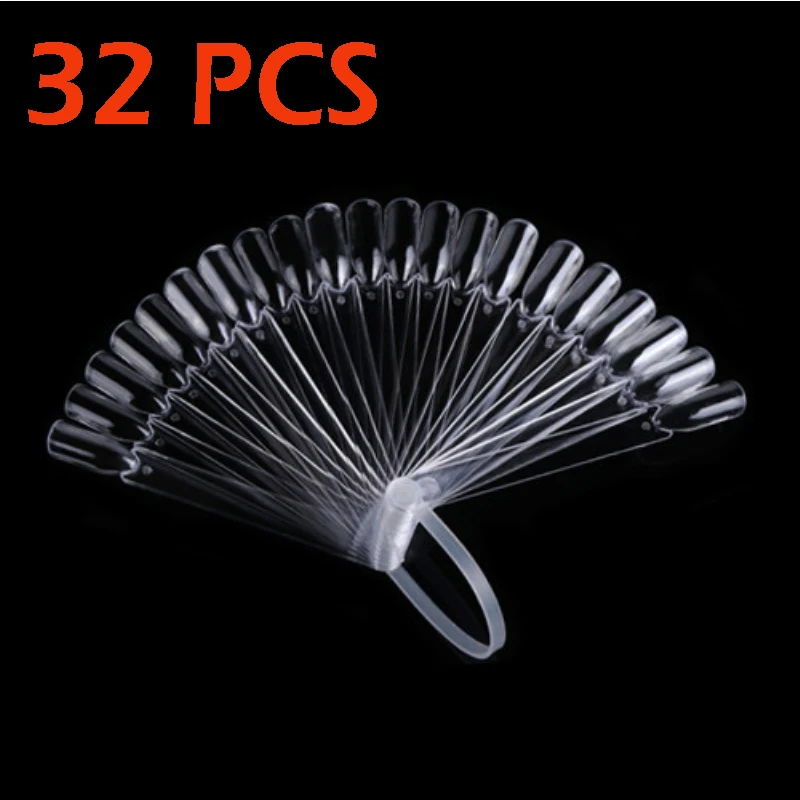 32PCS-Transparent 50 шт накладные декоративные ногти Палитра-Веер лак для ногтей карты пластины дисплей образцы для практики дизайна ногтей шаблоны(прозрачный/белый/черный - Цвет: 32PCS-Transparent