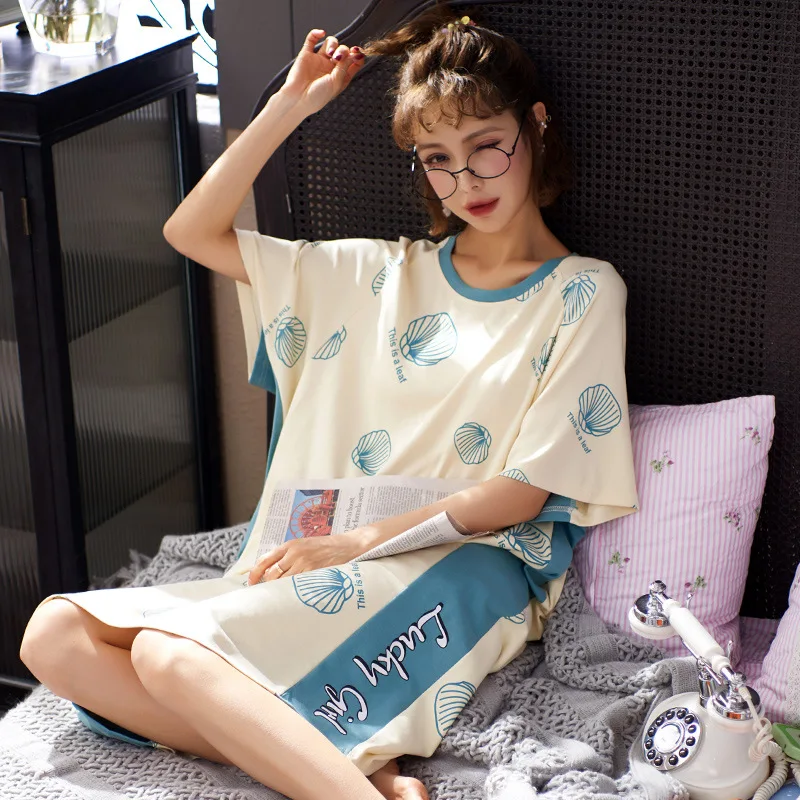 

2020 Pajamas Nightdress Sleepshirts Women Pyjamas Women Sleepwear Night Home Wear Women Summer Cartoon Nightwear