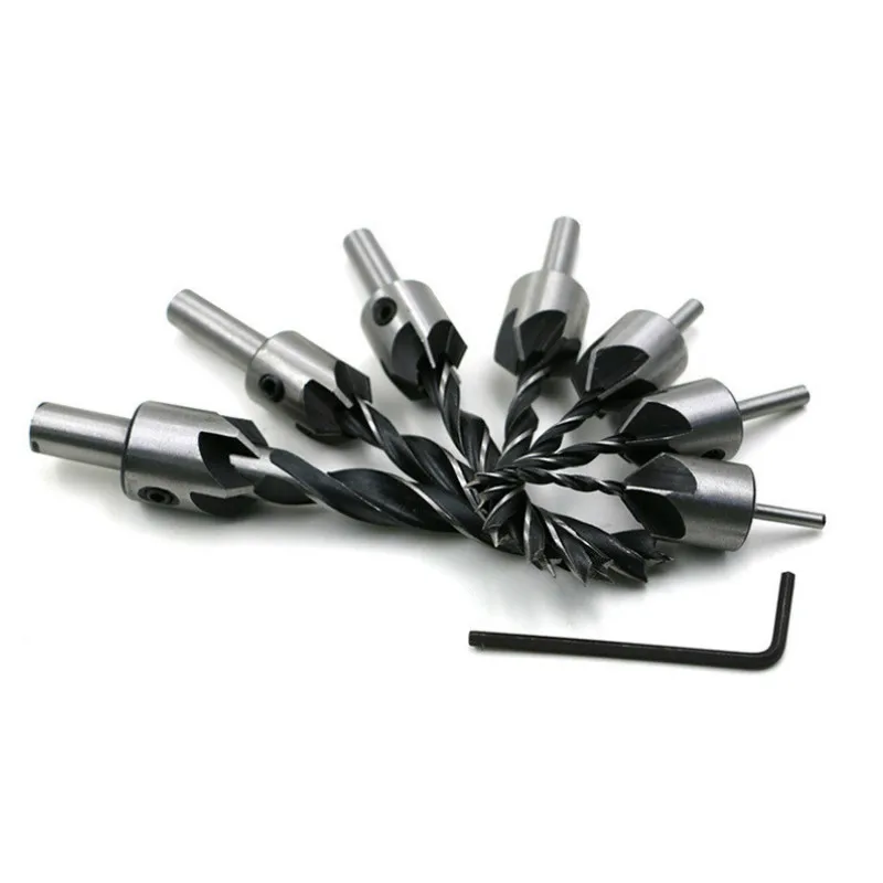 

3-10mm Three-Pointed Countersunk Head Pilot Drill High Speed Steel Reaming Orientation Drills Bit Woodwork Chamfering Cutter h2