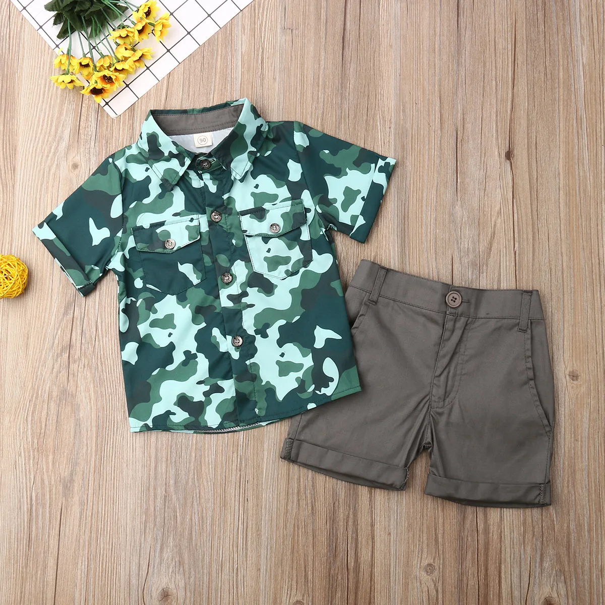 Pudcoco/Летняя одежда для маленьких мальчиков Лидер продаж, камуфляжные рубашки топы с принтом, Короткие штаны комплект из 2 предметов, летняя одежда
