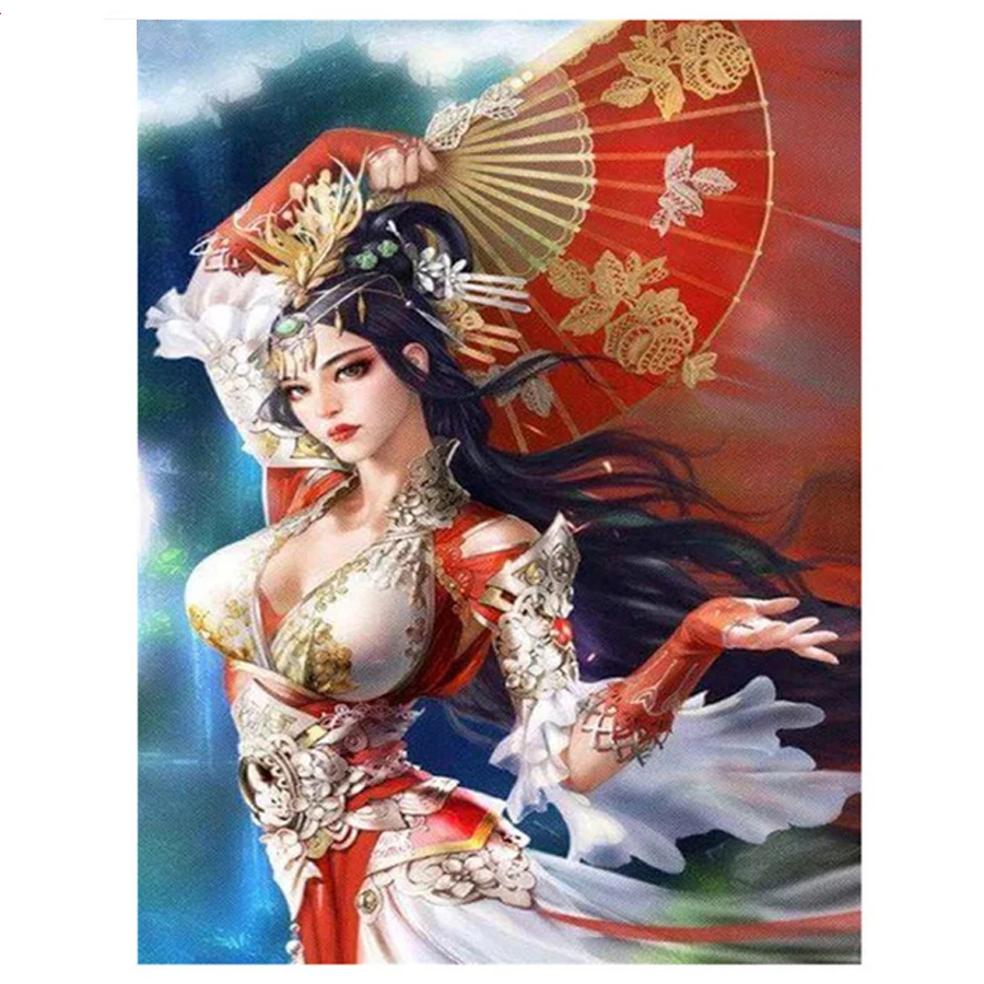 5D diy diamond painting Japanese geisha woman full square round diamond embroidery full display mosaic cross stitch decor