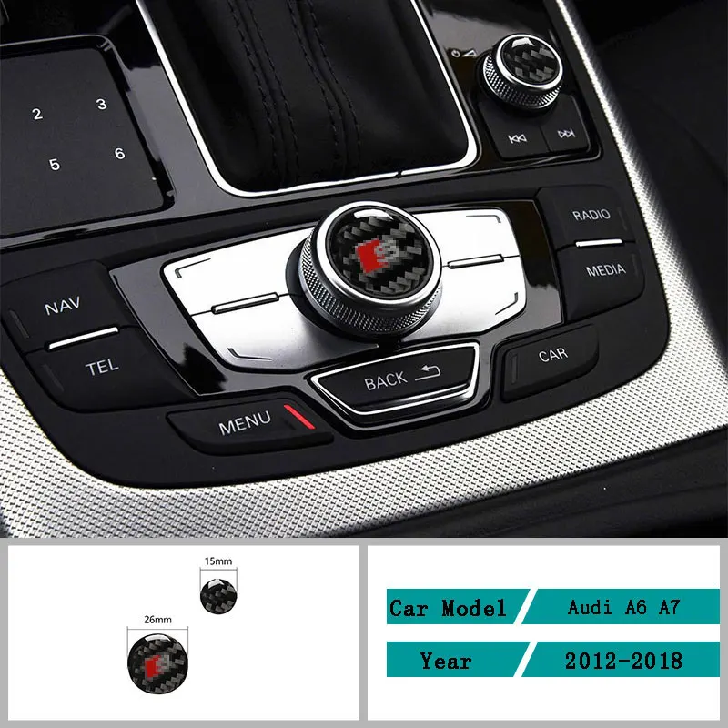 Carbon Fiber Car Accessories Interior Central Control Multimedia Knob Decals Cover Trim Stickers For Audi A6 A7 2012-2018 | Автомобили и