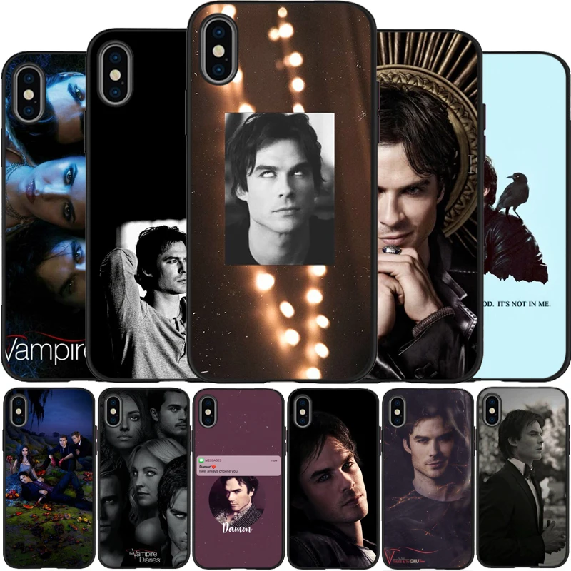 

The Vampire Diaries Stefan Damon Salvatore Soft Silicone black Phone Case For iPhone 5S SE 6 7 8 plus X XS XR XS Max 11 Pro Max