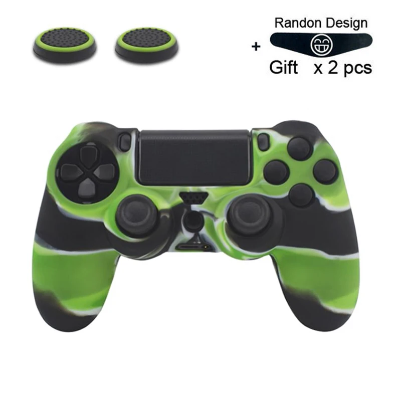 guise green Мягкий гибкий силиконовый чехол, защитный чехол для Playstation 4 PS4 Pro Slim, светодиодный светильник, наклейка, 2 шт., ручка+ светодиодный чехол - Цвет: guise green