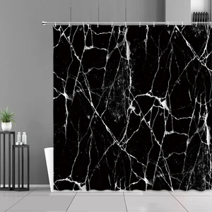 Schwarz Marmor Weiß Streifen Druck Dusche Vorhang Moderne Einfachheit Hause Badezimmer Dekor Tuch Wasserdicht Bad Vorhänge Bildschirm