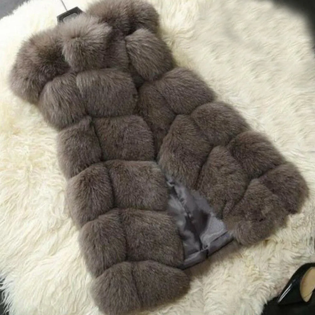 

Faux Fur Coat Autumn Winter Women 2019 Fashion Casual Warm Slim Sleeveless Faux Fox Fur Vest Winter Women casaco feminino