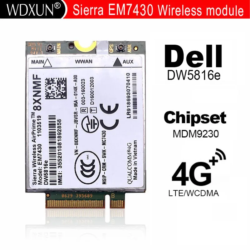 EM7430 DW5816e GOBI6000 4G card LTE 4g lte module Dell Latitude 7280 7285 7290 7389 7390 7480 7490 E7470 Cat6 300M 4G module