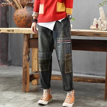 Женские джинсовые штаны, джинсы, штаны, большие свободные лоскутные модные повседневные Ретро Винтажные штаны для осени и зимы AZ31192520