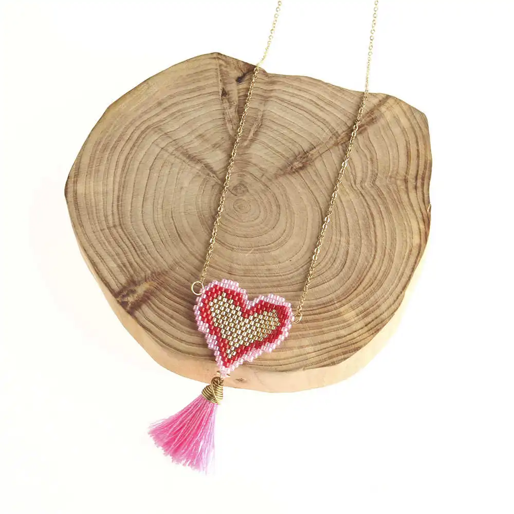 Go2boho MIYUKI Сердце ожерелье s женское розовое ожерелье De Moda богемное колье ювелирные изделия, Золотая цепь miyuki Joyeria