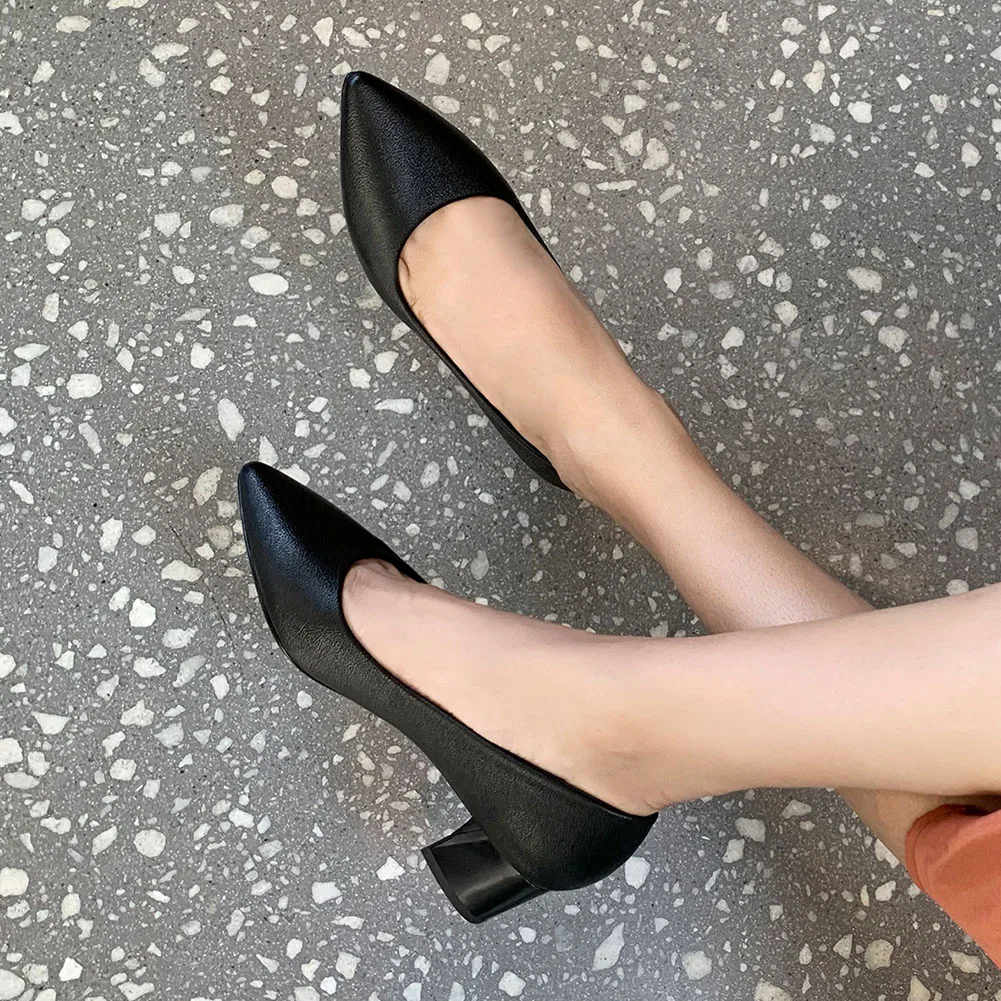 

Sarairis 2020 New Fashion Large Size 43 Hoof Heels Concise Pumps Woman Shoes Pointed Toe Slip-On Office Lady Pumps Women Shoes