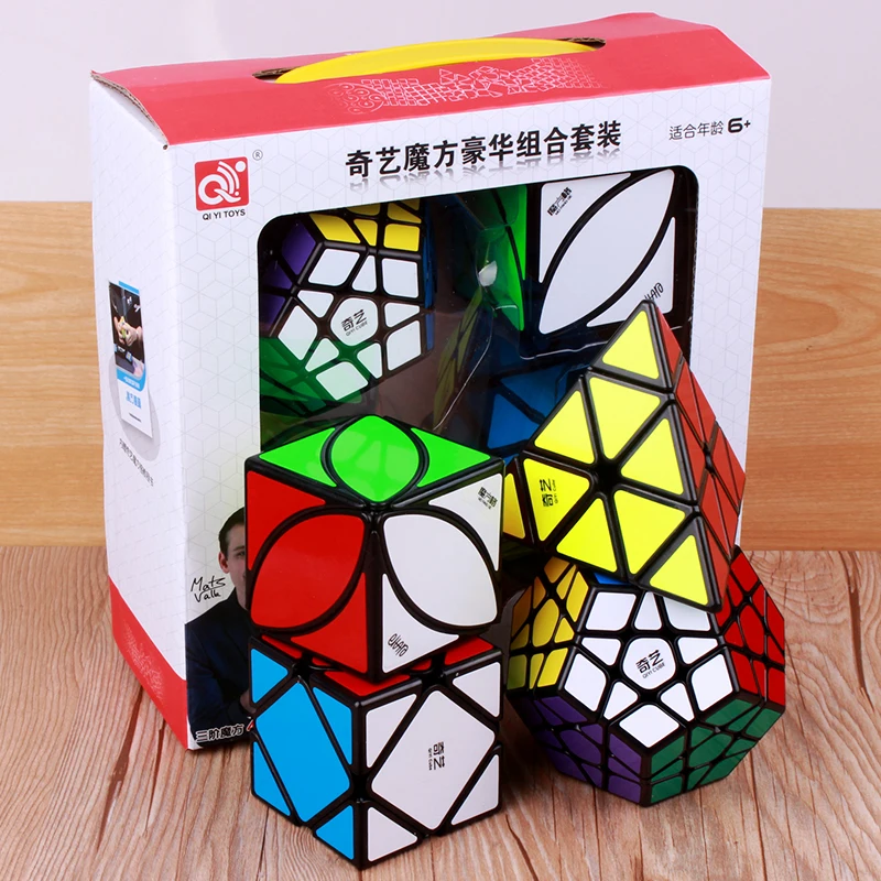 Qiyi Mofangge 4 шт./компл. Magic Cube подарочный набор, 2x2x2, 3x3x3, 4x4x4, 5x5x5 цветной спидкуб Megaminx Профессиональный кубики забавные игрушки для малышей