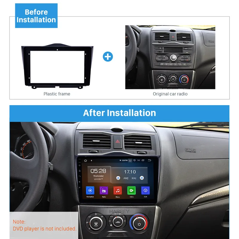 Harfey автомобильный 2Din авто радио в приборной панели стерео панель ободок отделка комплект крышка " Рамка крепление для+ Лада гранта OEM стиль ABS