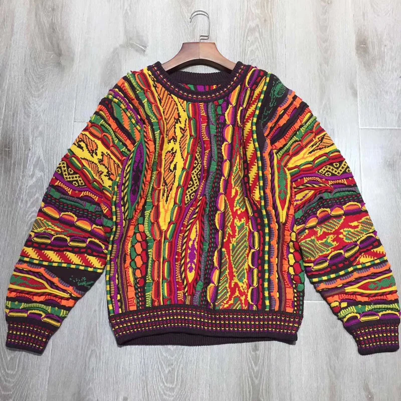 

Red RoosaRosee Designer Runway Women Casual Stripes Knitted Pullovers Sweater Spring Autumn Long Sleeve Fashion Lady New Tops