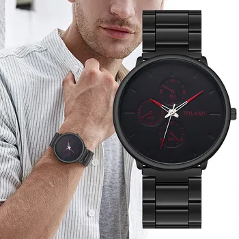 

Luxury Man's Watches Alloy Mesh Belt Simple Fake Three-eye Man Watch Relogio Masculino Bayan Kol Saati Clock Female Hour