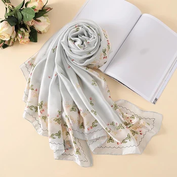 

Summer New Silk Scarf Female Silk Flower Wild Scarf Summer Seaside Sun Shawl Dual-use Super Large Beach