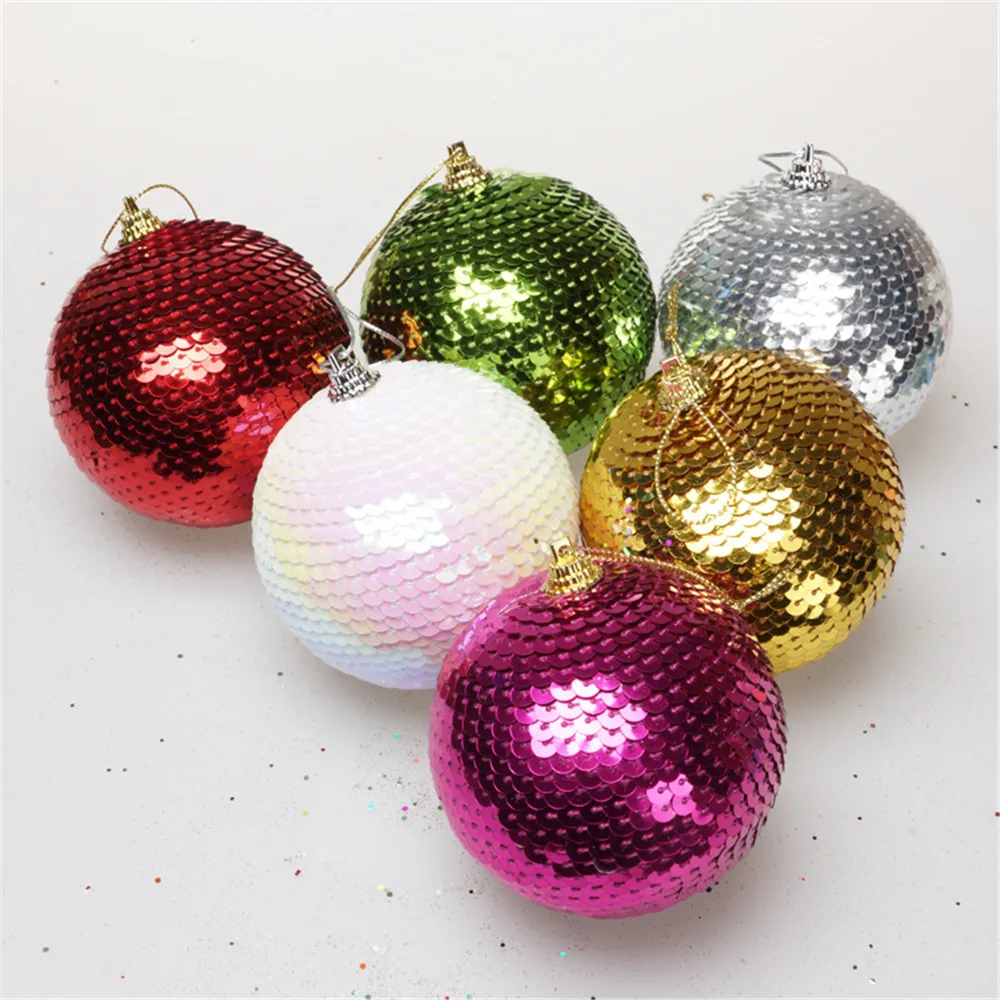 Рождественское, с блестками блестящие шары шарики орнамент с рождественской елкой украшения(8 см), с Рождеством блестящие шары со стразами#45