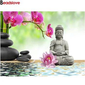 

Rhinestone Painting DIY Diamond Painting Orchids Buddha Zen diamond Embroidery 5d mosaic Diamond cross stitch home decor