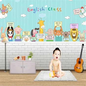 

milofi Nordic cartoon English recognize animals children's room large living room bedroom TV wallpaper mural background wall