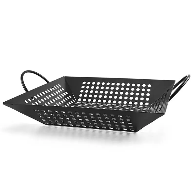Carbon steel Grilling Basket High-quality Environmentally Friendly Grill Pan With Handle Kitchen Utensils Oven Safe Induction