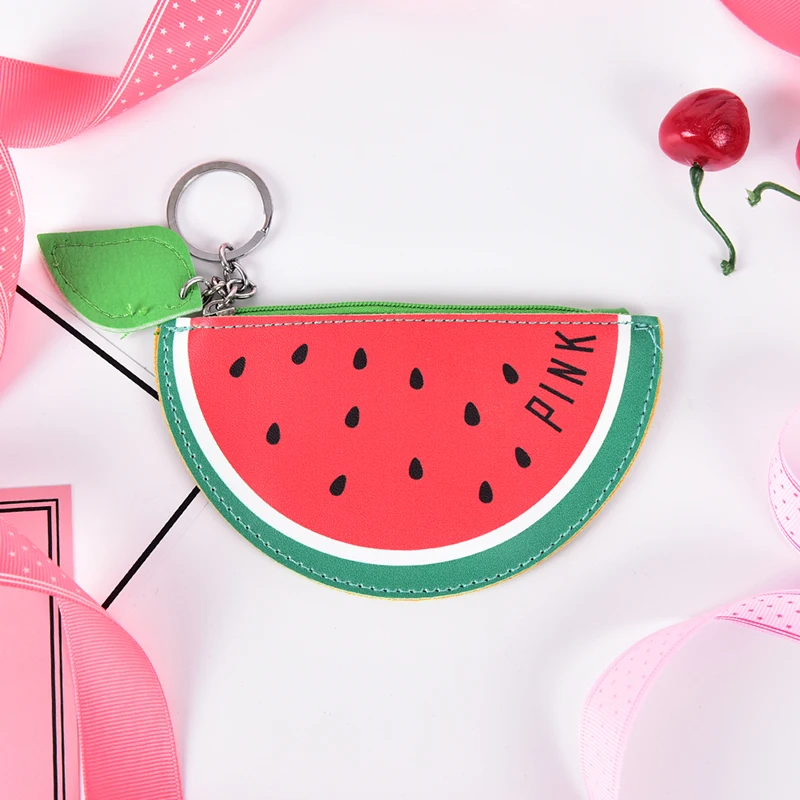 Watermelon 1 шт. PU Кошелек для монет на молнии для детей фруктовый мешочек для девочек для ключей - Цвет: Watermelon