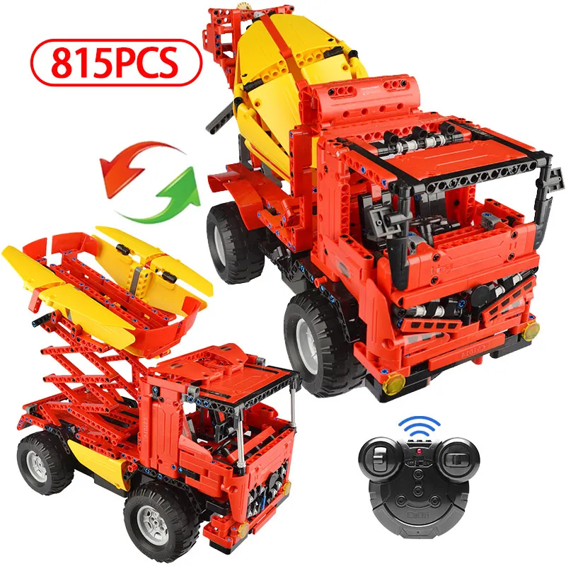 

815pcs RC City Mixer Truck Car Building Blocks Legoing Technic Remote Control Crane 2 IN 1 Bricks Toys for Children Gifts