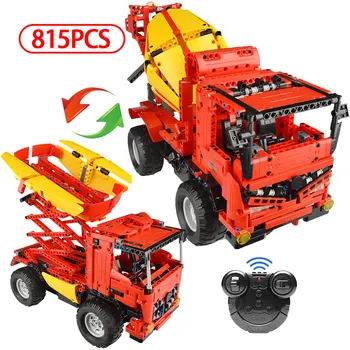 

815pcs RC City Mixer Truck Car Building Blocks Technic Remote Control Crane 2 IN 1 Bricks Toys for Children Gifts