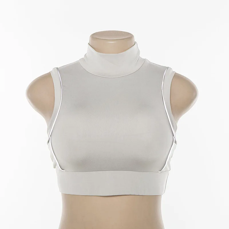 Fall New Women's Fashion Reflective Bar Stitching Body-building vest vest shirts