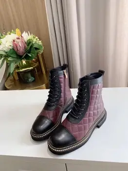 

XOBZJH Shoes For Women Boots Fashion Women Platform Red Boots Luxury Designer C Brand Genuine Leather Handmade Winter Shoes