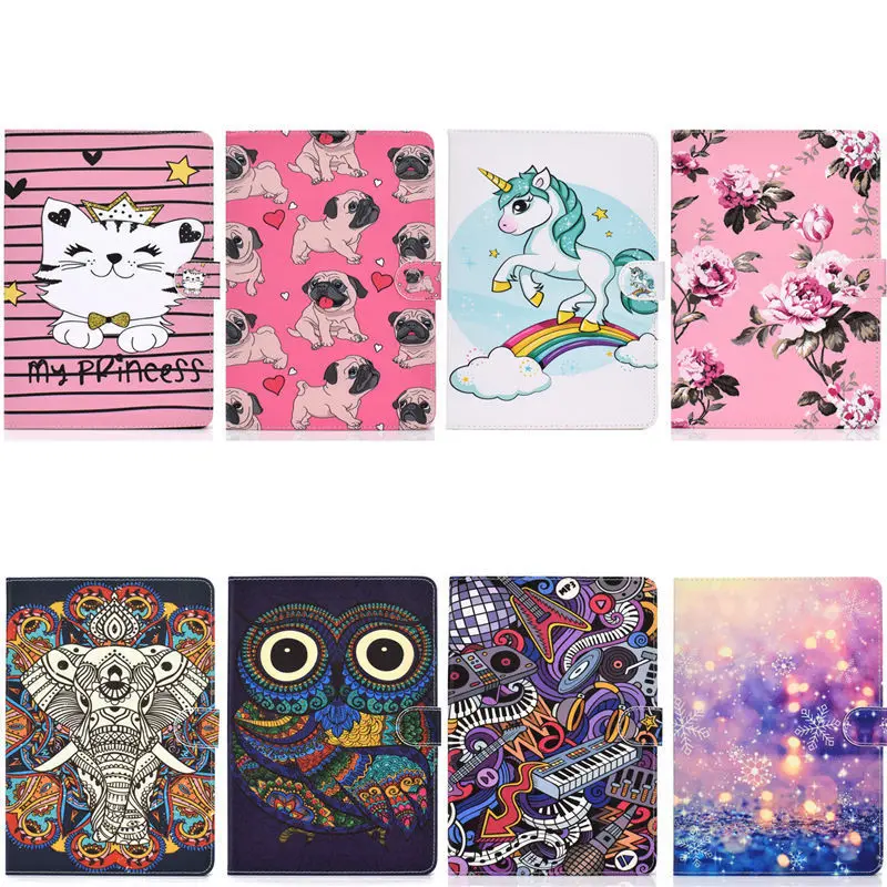 Чехол для Apple iPad Mini 5 Mini 1 2 3 4 5 7," Smart Cover Funda Tablet с мультяшным животным узором PU кожаный чехол-подставка