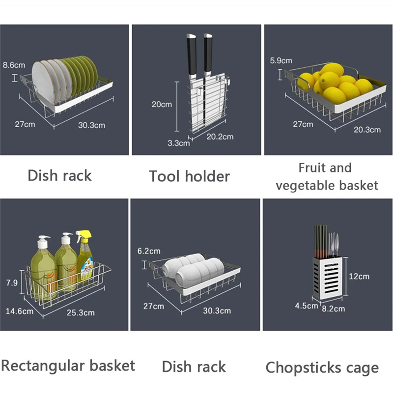  New 304 Stainless Steel Kitchen Cutlery Holder Shelf Rack Drying Drain Storage Holders for Plate an - 4000239573949