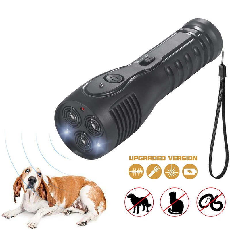 Handheld Anti Barking Device Rechargeable Ultrasonic Dog Repellent LED Flashlight Stop-Barking Repeller Pet Tool | Дом и сад