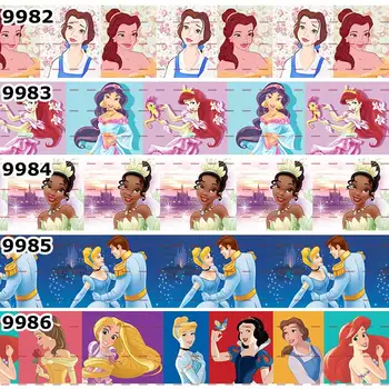 

New 50 yards cartoon princess ribbon printed grosgrain,satin ribbons free shipping 9977-9991