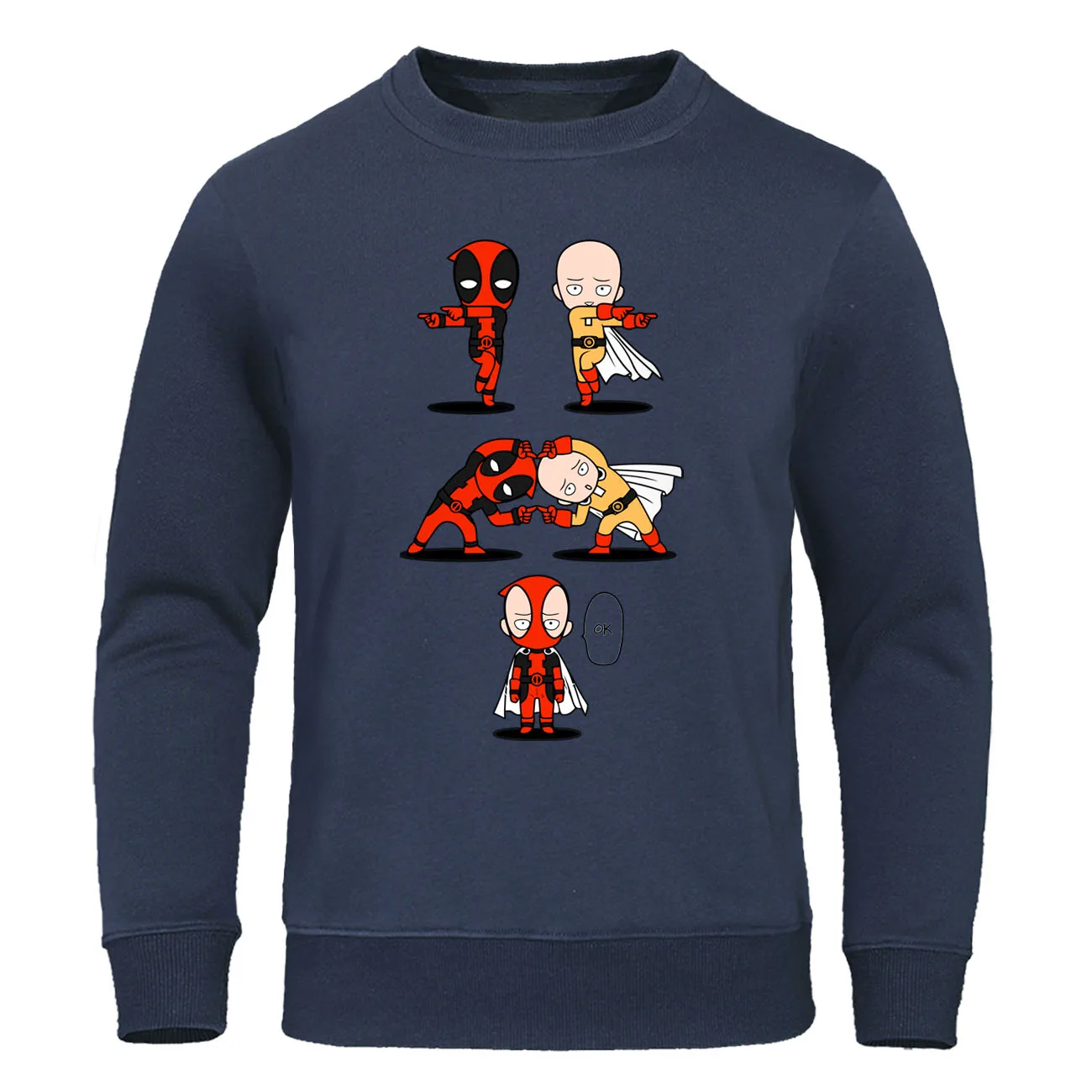 Забавный One Punch Man VS с принтом "Дэдпул" повседневные толстовки японского аниме толстовка мужская Harajuku уличная серая Осенняя теплая толстовка