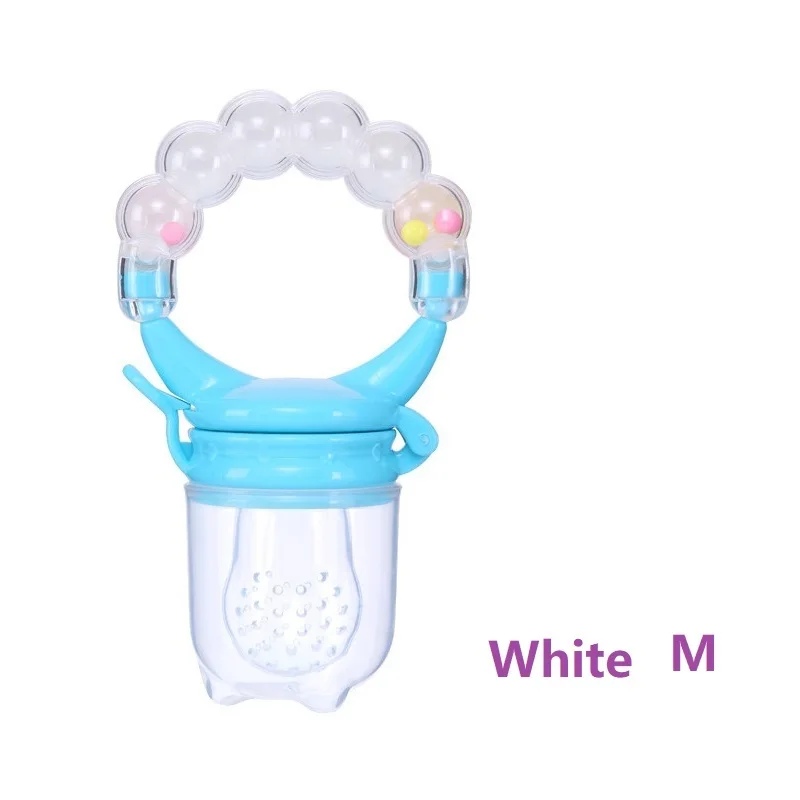 White M Для детских бутылочек, соски-пустышки нагрудник для малыша Детские свежий Ниблер для кормления младенцев фрукты Фидер погремушка Bite Редкие ниппельная кормушка - Цвет: White M