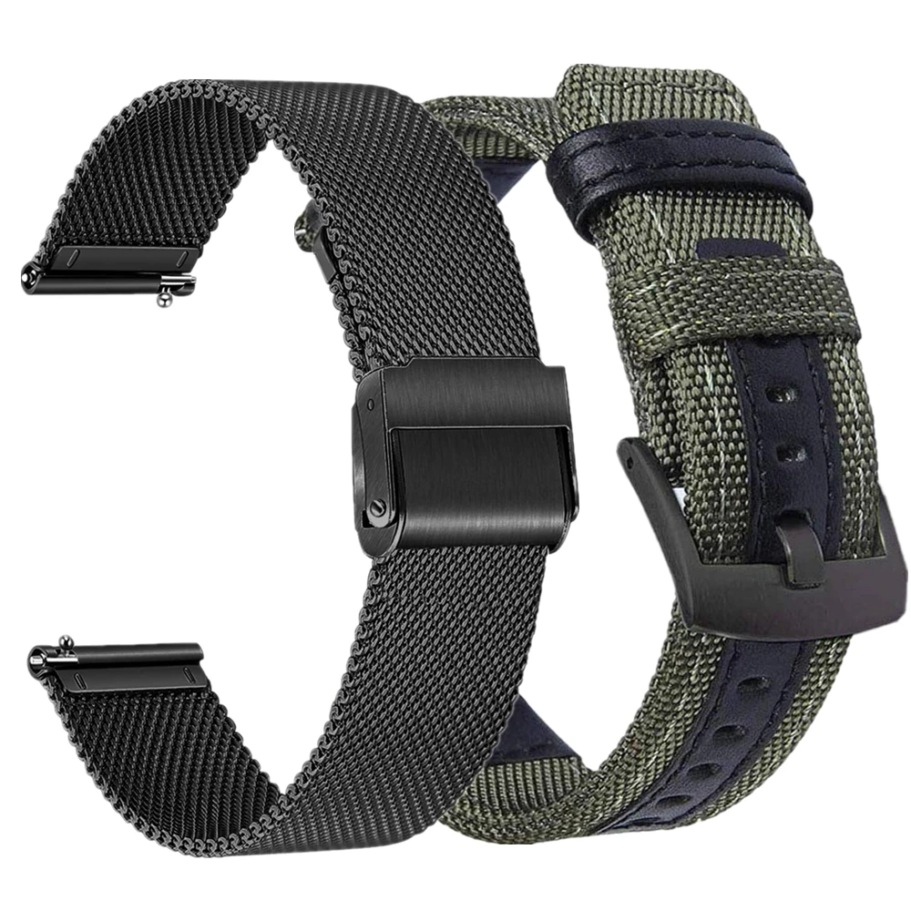 

Для Samsung Galaxy Watch Band 41 мм 42 мм 45 мм 46 мм нейлоновый ремешок Active 2 40 мм 44 мм браслет из нержавеющей стали 20 мм 22 мм Smartwatch