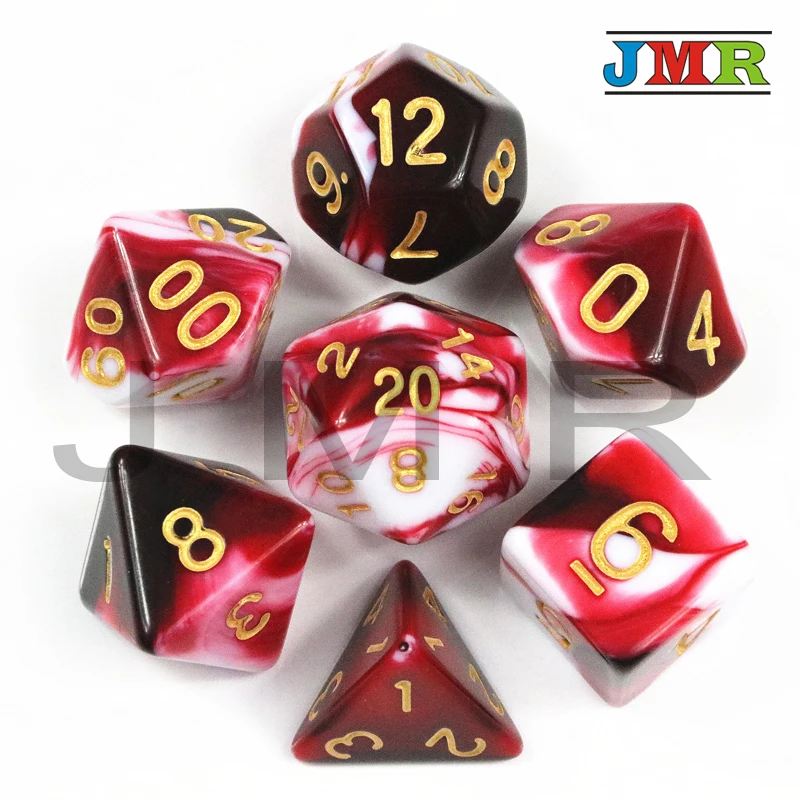 Высокое качество набор D4 D6 D8 D10 D12 D20 игра в кости для игры Dados De Rpg - Цвет: Красный