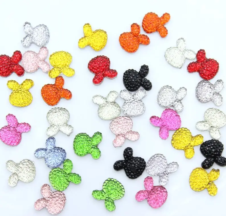 

400pcs mixed bunny rabbit flatback resin rhinestone gem hair bow center crafts making