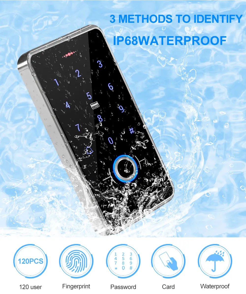 Waterproof Fingerprint Access Control Teclado, Sistema Abridor