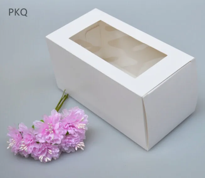 

50pcs 7*7*14cm Clear Window White Paper Box Handmade Soap Box Candy Chocolate Packing DIY Candle Box Party Gift Boxes
