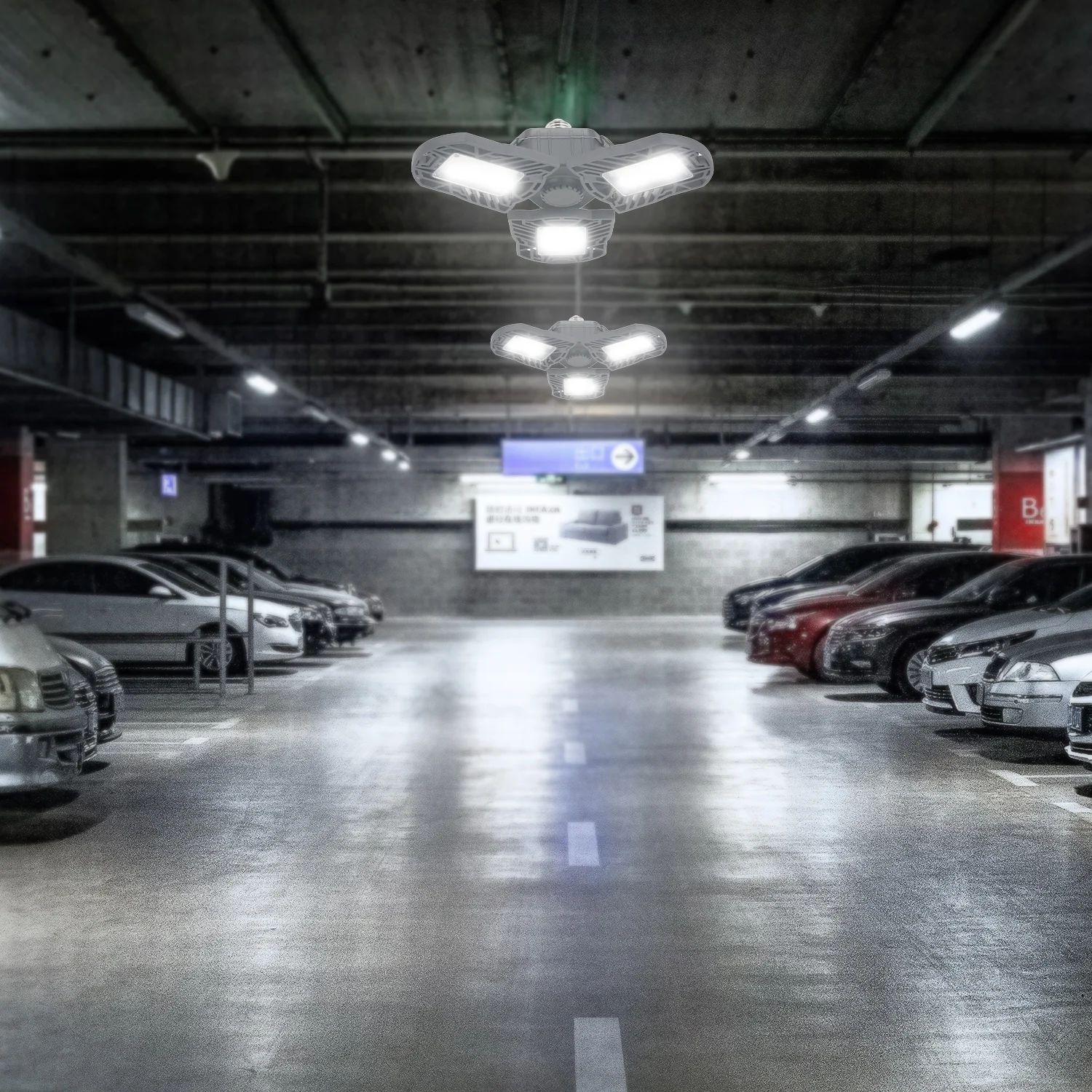Светодиодный светильник для гаража, НЛО, деформированная промышленная лампа E26/E27, светодиодный светильник с высоким заливом, 60 Вт, Складная Лампа для парковки, Складская лампа, AC85-265v