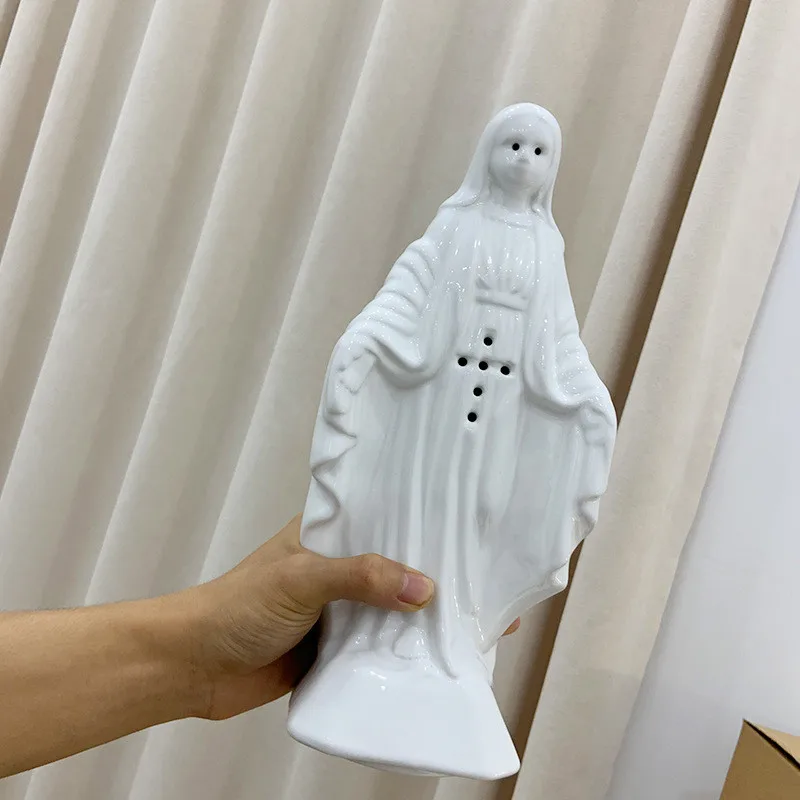 32cm incense burner Virgin Mary Cross statues ceramic Difusor