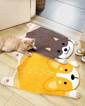 

Cartoon Animal Shape Front Door Mat Absorbent Pvc Bottom Anti-slip Mats Kitchen Toilet Foot Mat Home Decor Floor Rug 45X75CM