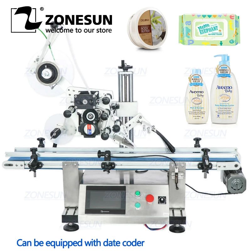 ZONESUN Automatic Bottle Flat Surface Labeling Machine Adhesive Sticker